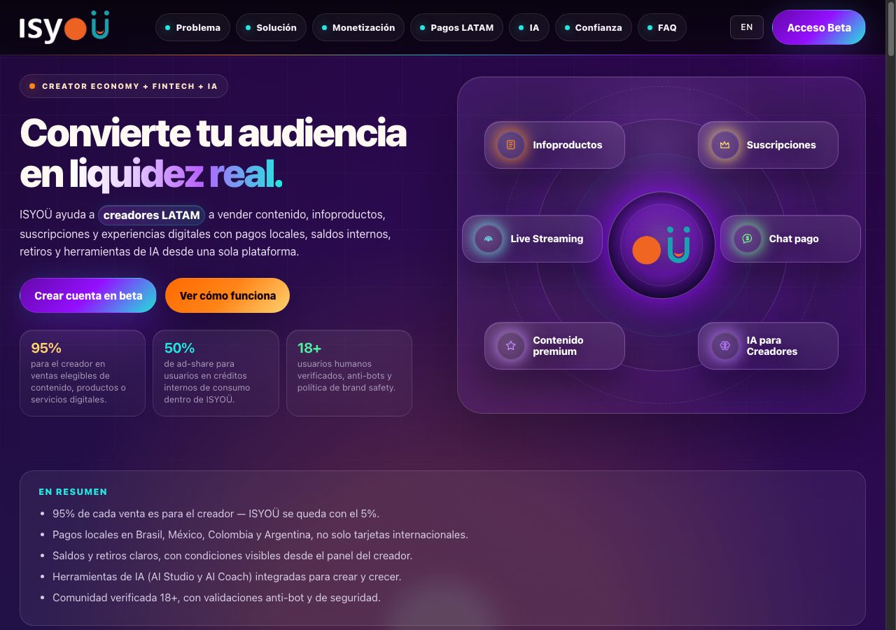 isyou.io en producción, con el resumen TL:DR nuevo debajo del hero
